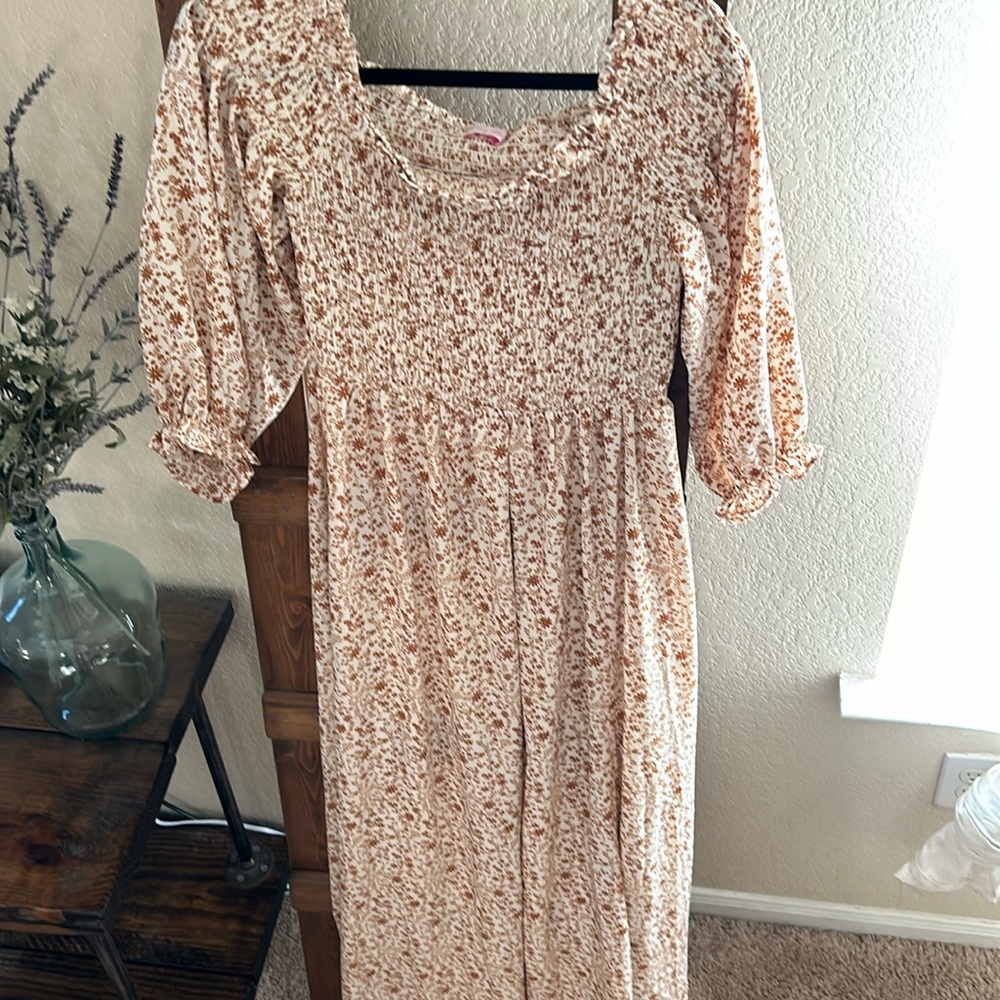 NWOT never worn floor length floral polyester dress